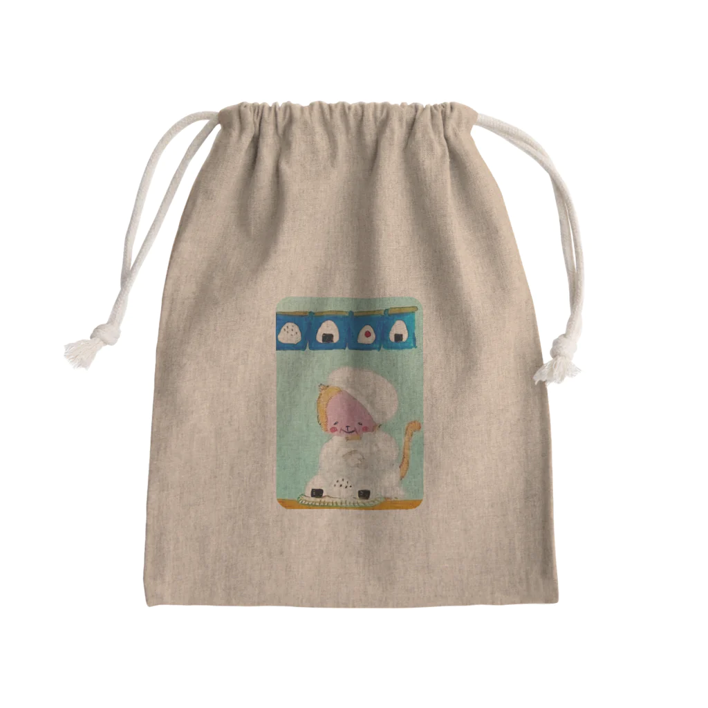 ぷいこのおみせのおさるのおにぎり屋さん。 Mini Drawstring Bag