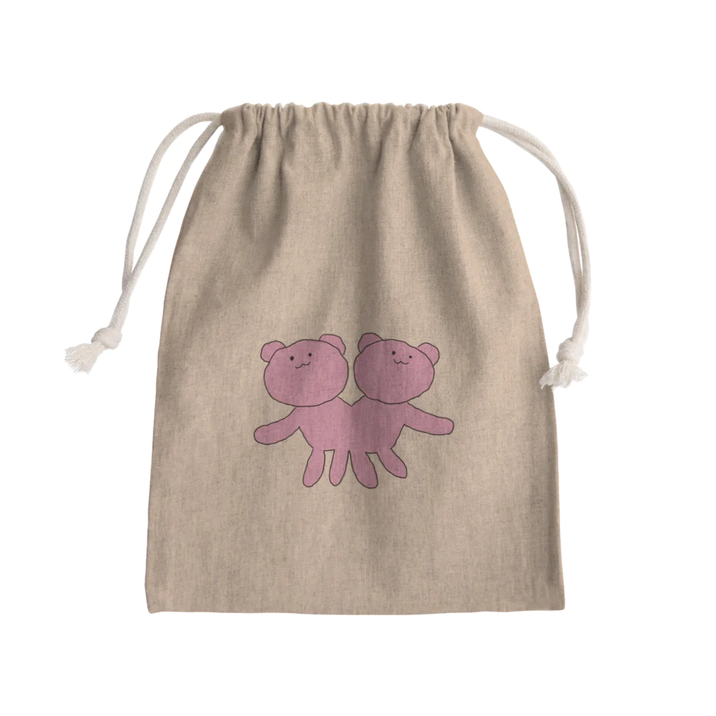 18384gのシャム双生児のテディベア（ピンク） Mini Drawstring Bag