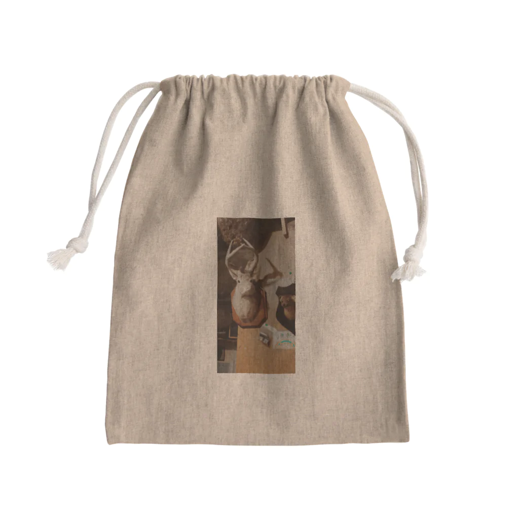 amの鹿の角をつけたうさぎの剥製 Mini Drawstring Bag