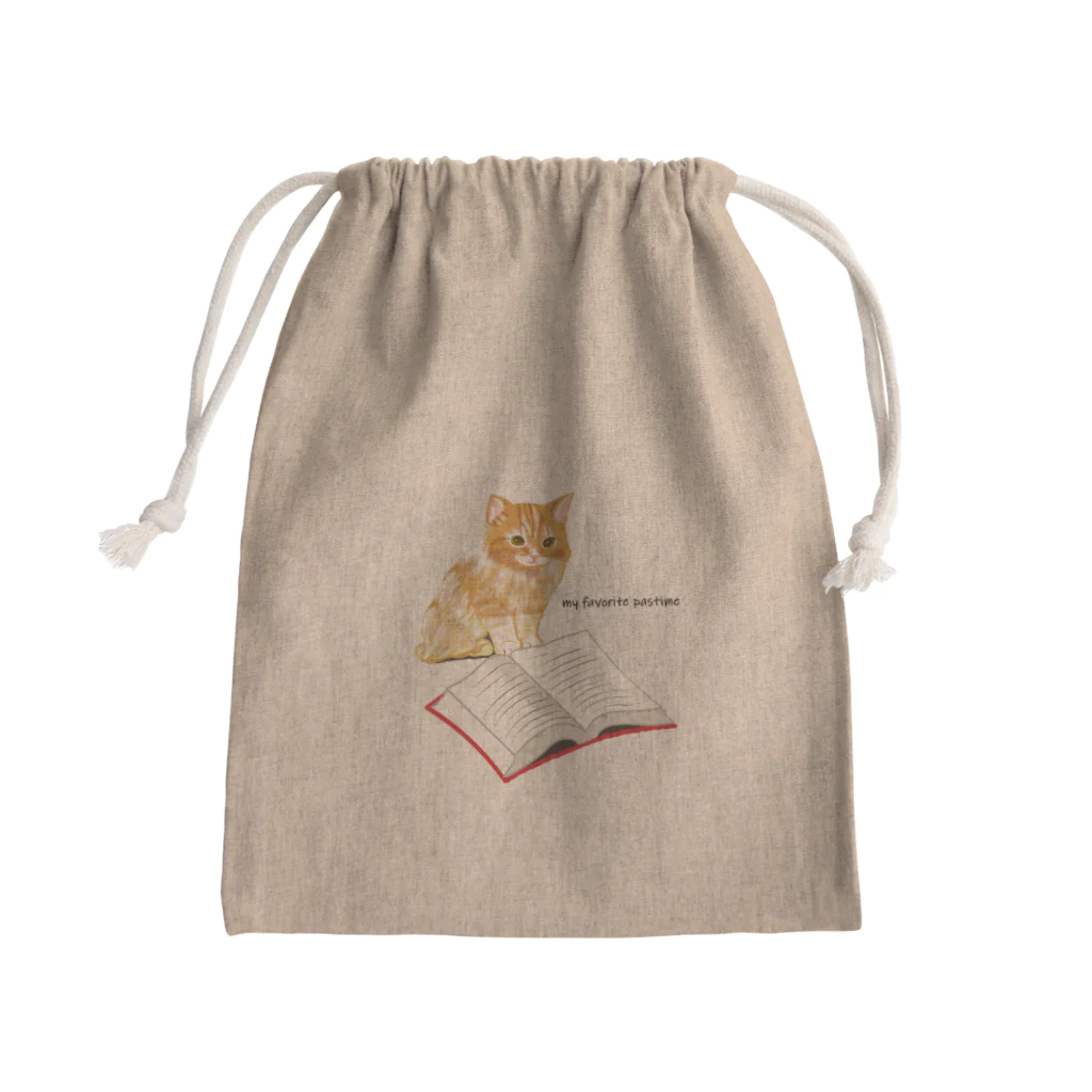 PERIDOTのネコの読書 Mini Drawstring Bag