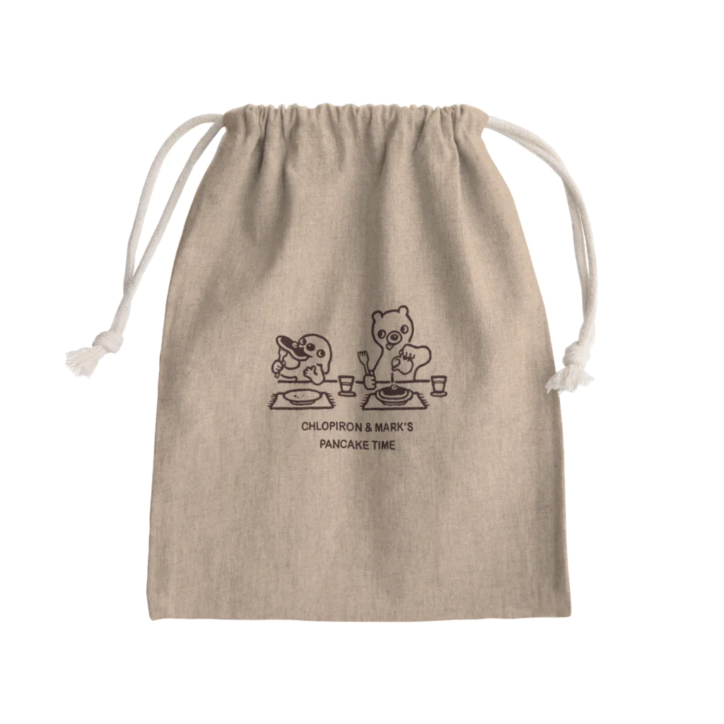 まるえくろのクロピロン&マークのパンケーキタイム Mini Drawstring Bag