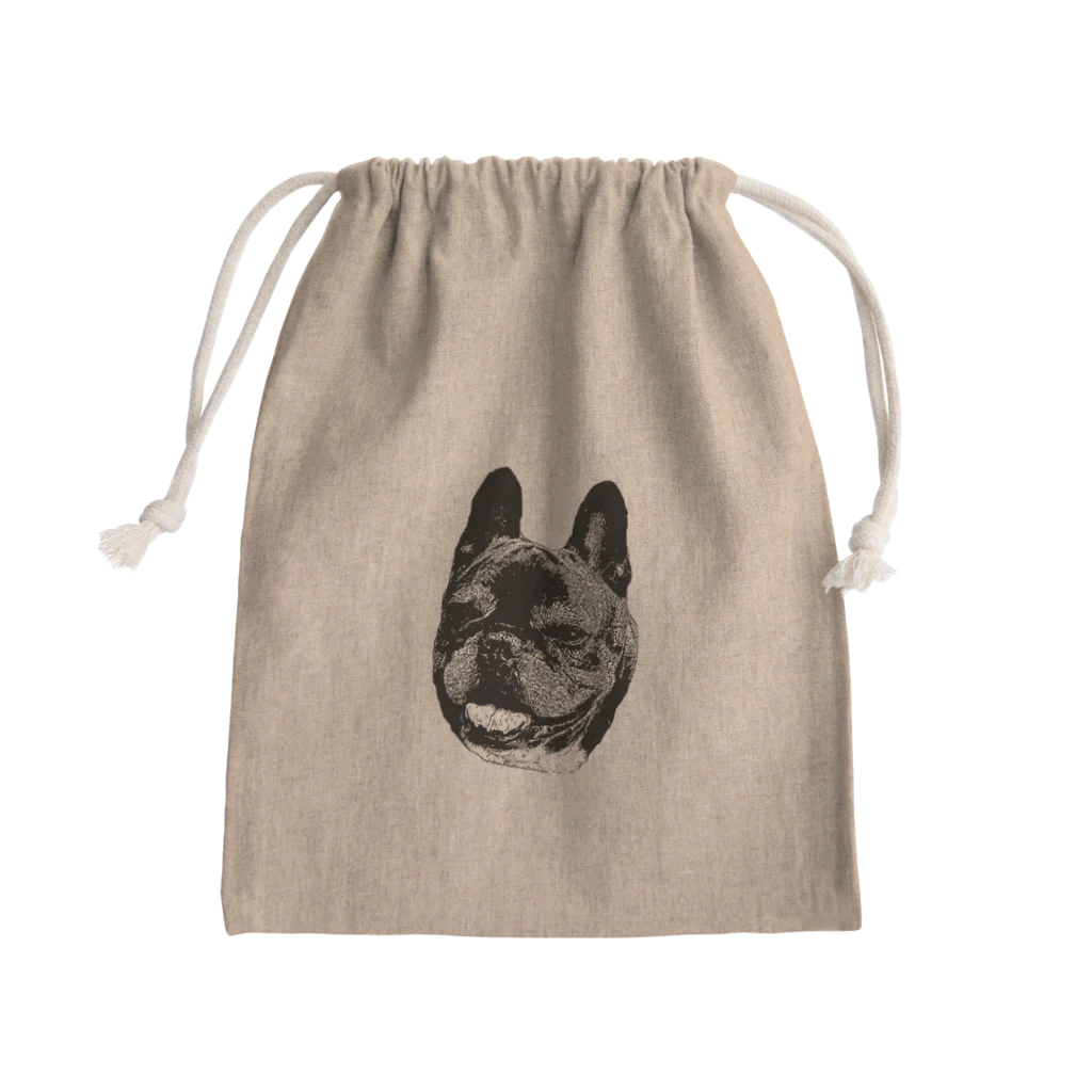 愛犬のドッグフード代を稼ぐTシャツ屋さんのにっこり犬マメ(モノトーン) Mini Drawstring Bag