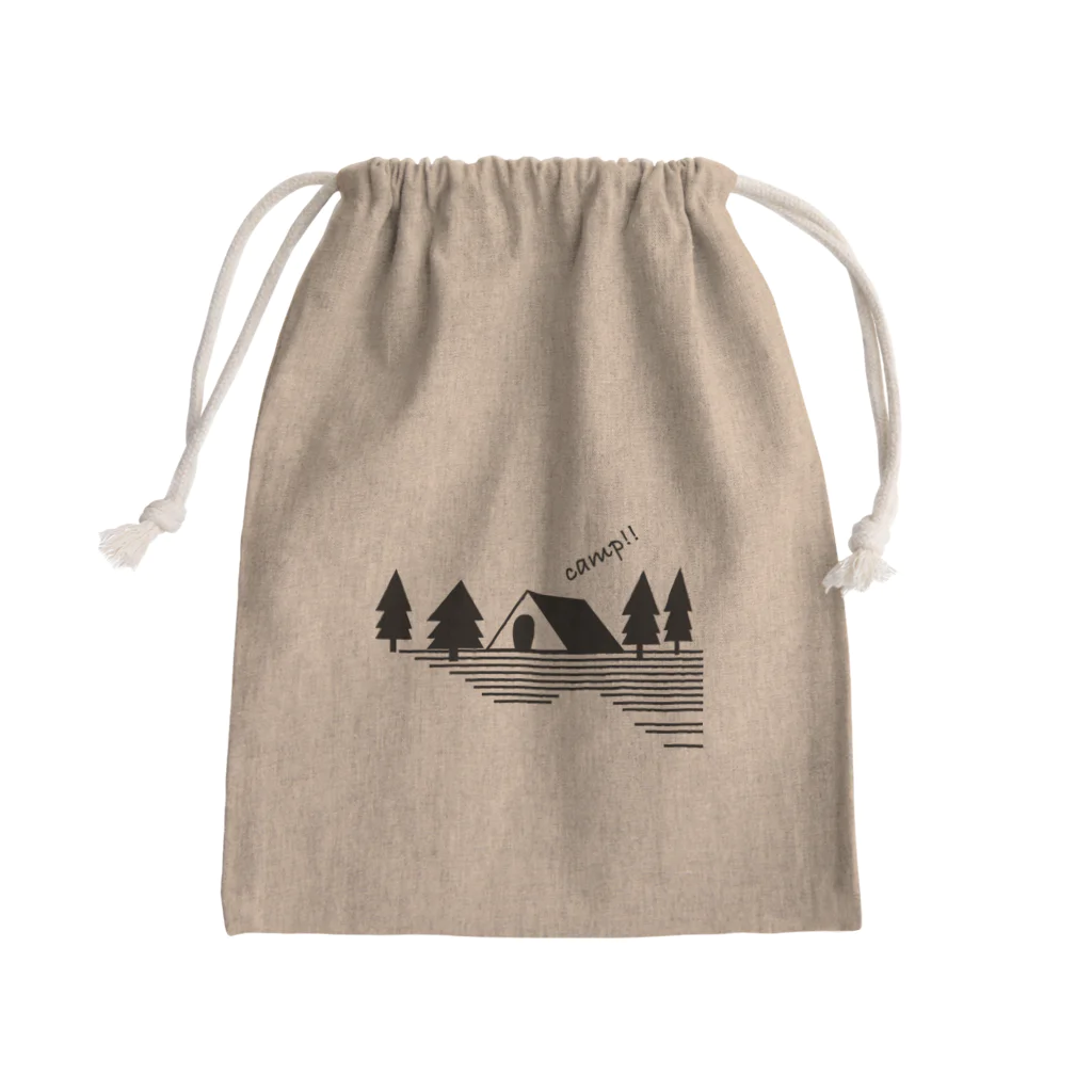 anglecafeのキャンプ２ ブラック Mini Drawstring Bag