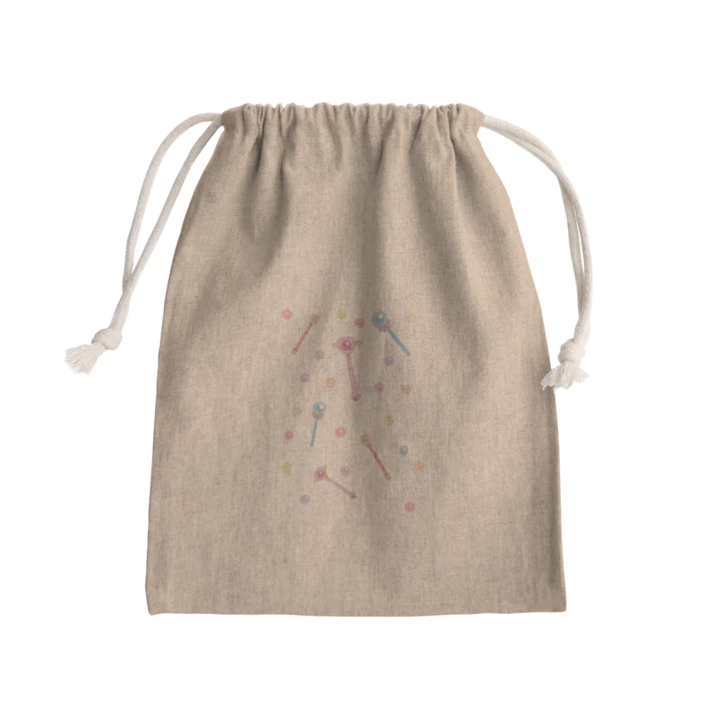 プリズモリイの箱の魔法少女のゆめかわステッキ&パステルカラーの魔法玉石 Mini Drawstring Bag