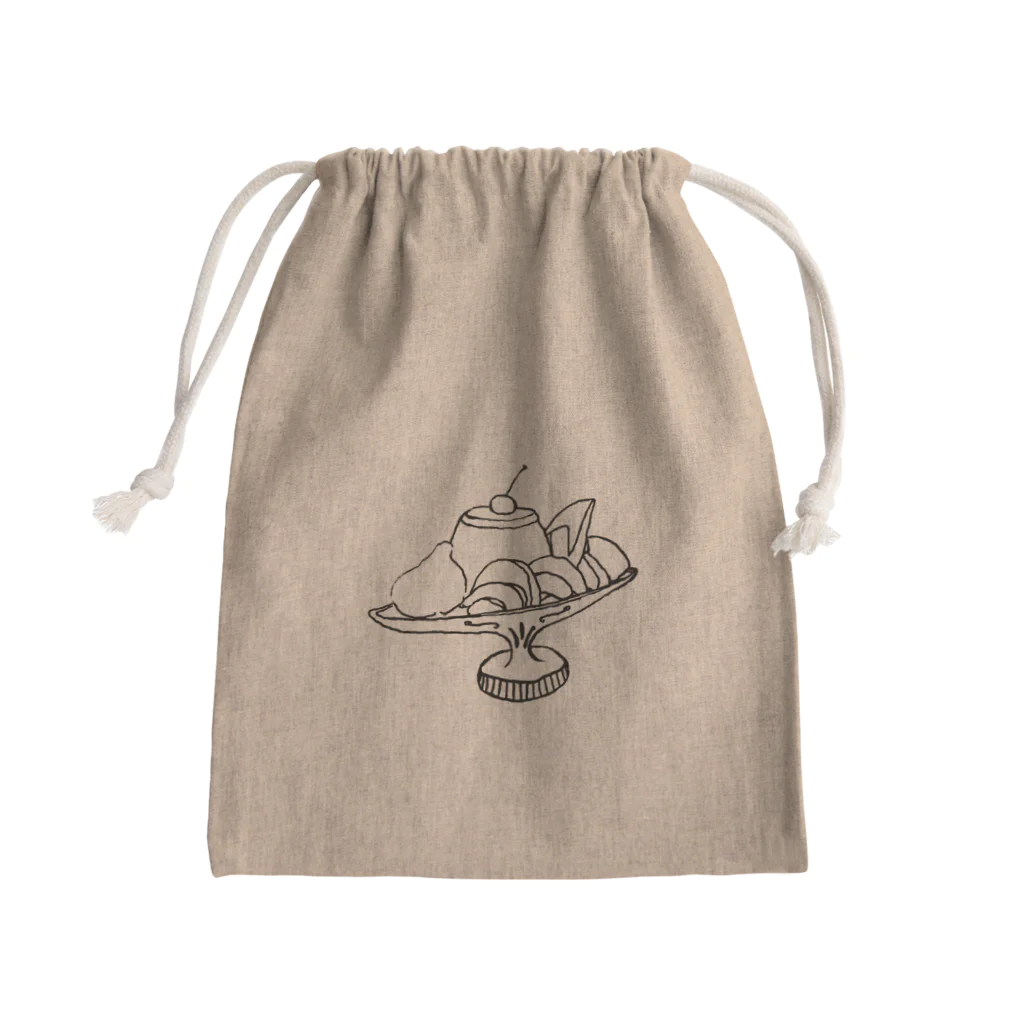 気ままに創作　よろず堂のプリン・ア・ラ・モード　全透過 Mini Drawstring Bag