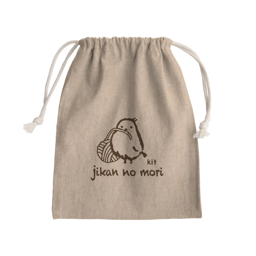 時間の森工房goodsの毛糸玉と時間の森の小鳥 Mini Drawstring Bag