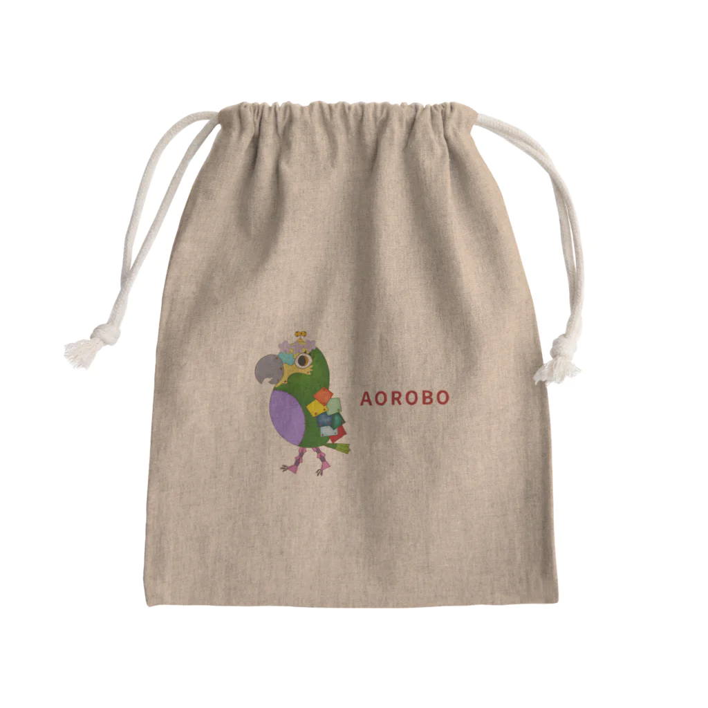 ねこぜや のROBOBO アオボウシインコ Mini Drawstring Bag