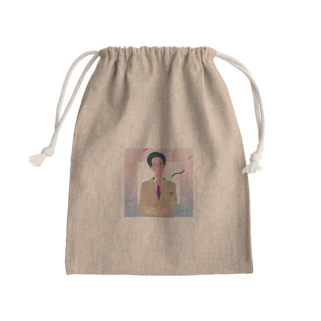 しゃけちゃん本舗のスーツ男子　スクエア Mini Drawstring Bag