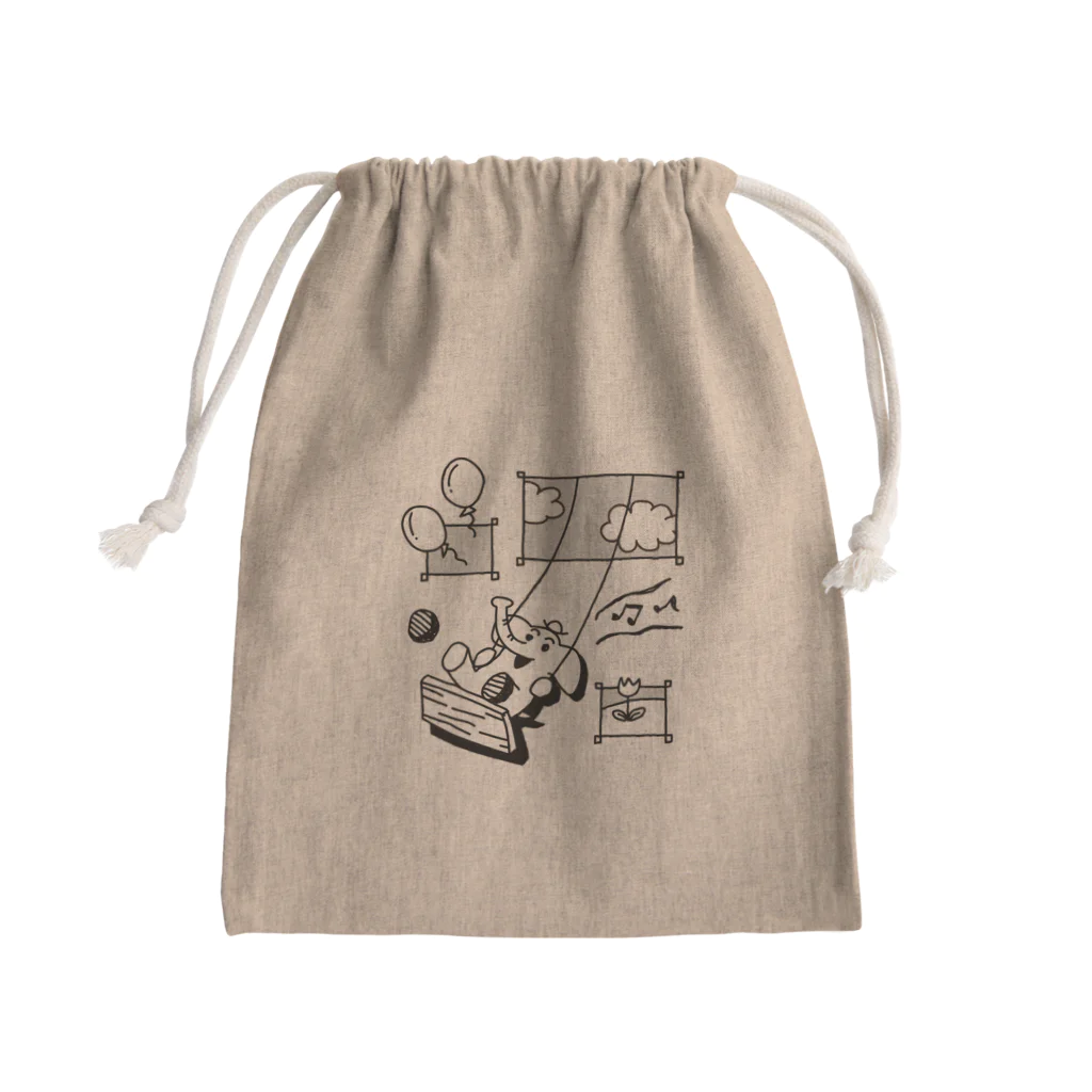 ことり屋のブランコに乗るゾウさん Mini Drawstring Bag