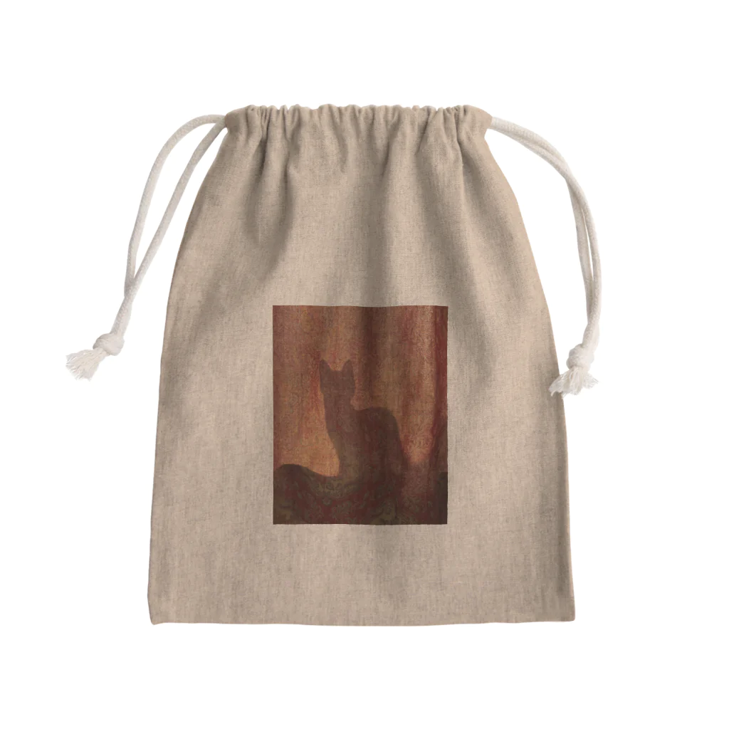 botanical museumのcat silhouette Mini Drawstring Bag