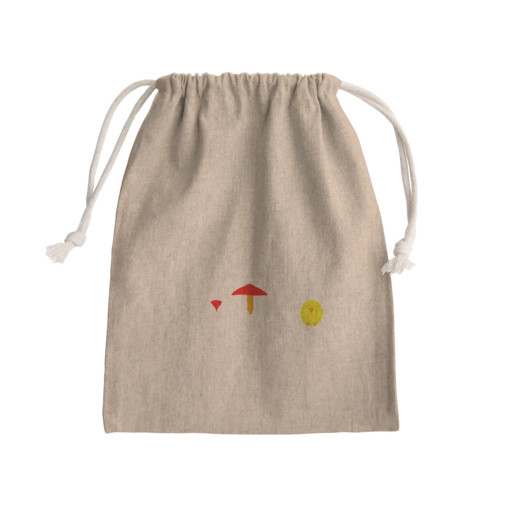 お白湯の脳内のタマゴタケとひよこ Mini Drawstring Bag