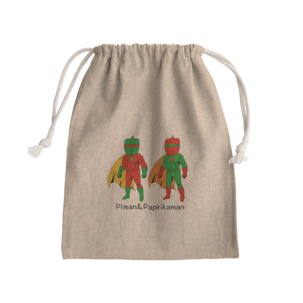 ムエックネのピーマン&パプリカマン Mini Drawstring Bag