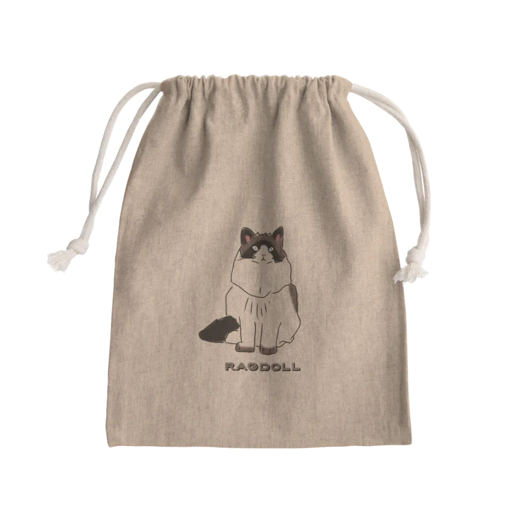 小鳥と映画館のラグドール ゴージャスな猫 Mini Drawstring Bag