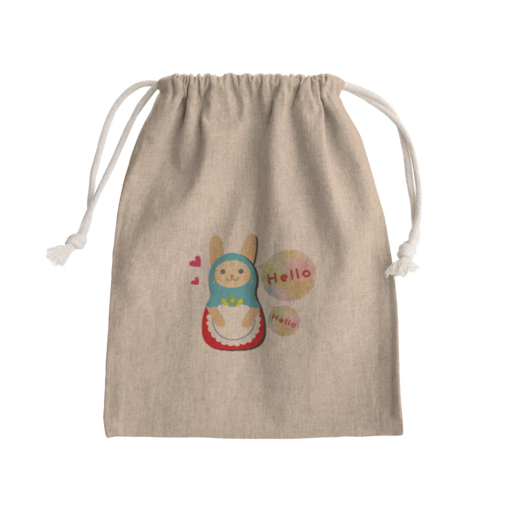 どうぶつとマトリョーシカさんのうさぎのマトリョーシカさん Mini Drawstring Bag