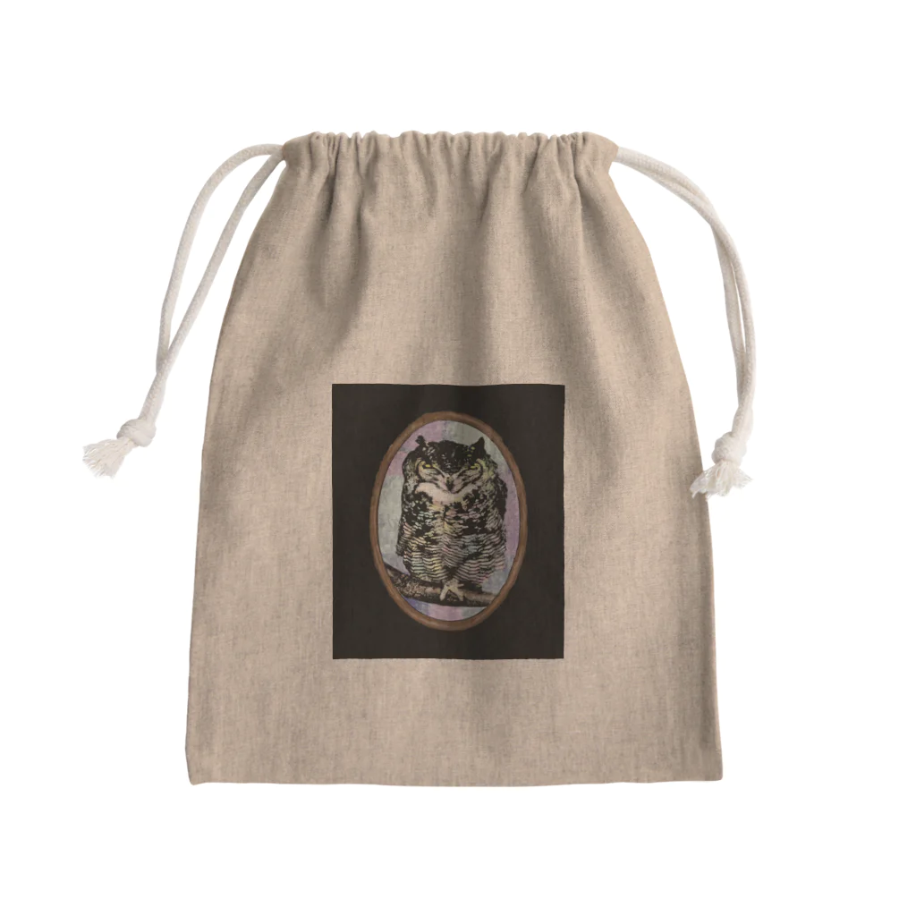 Atelier 雨露の森の使者ミミズク Mini Drawstring Bag