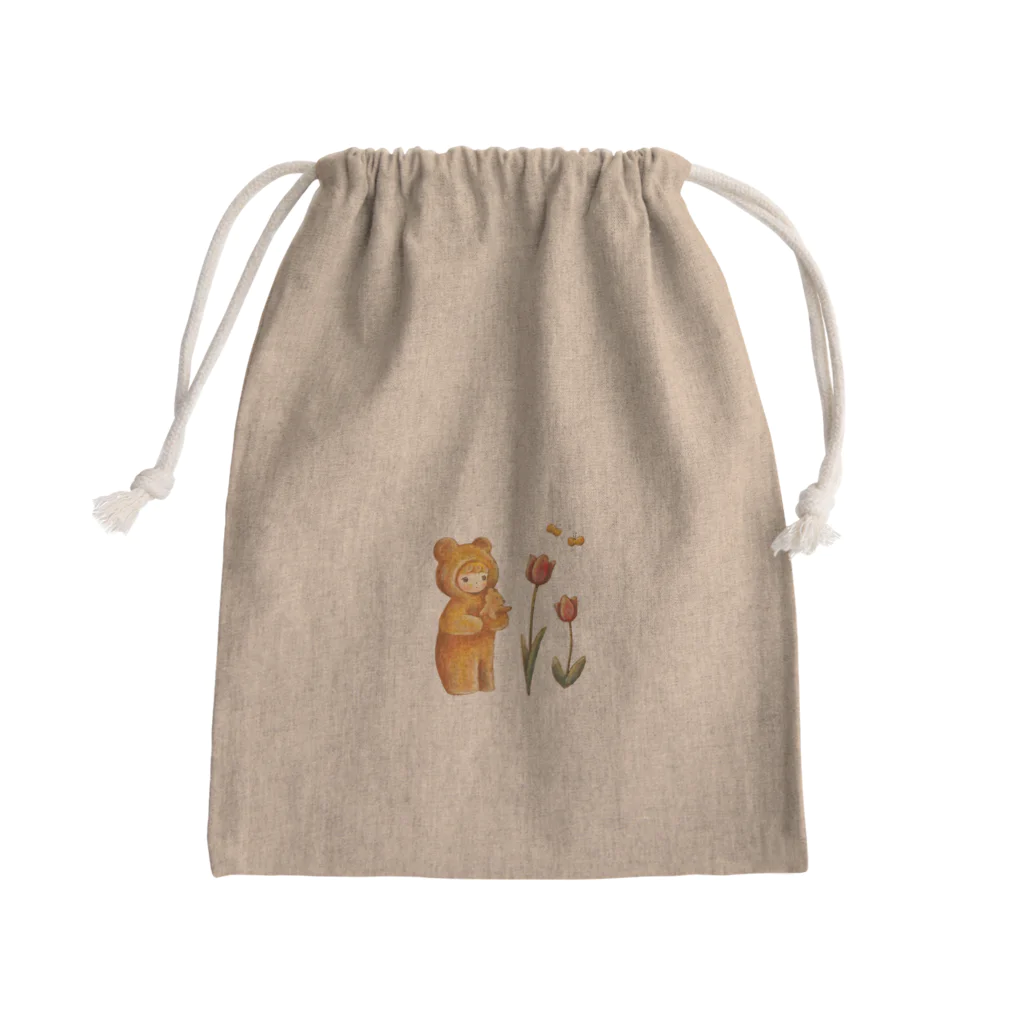 :trunk:chiyo のクマちゃんとチューリップ Mini Drawstring Bag