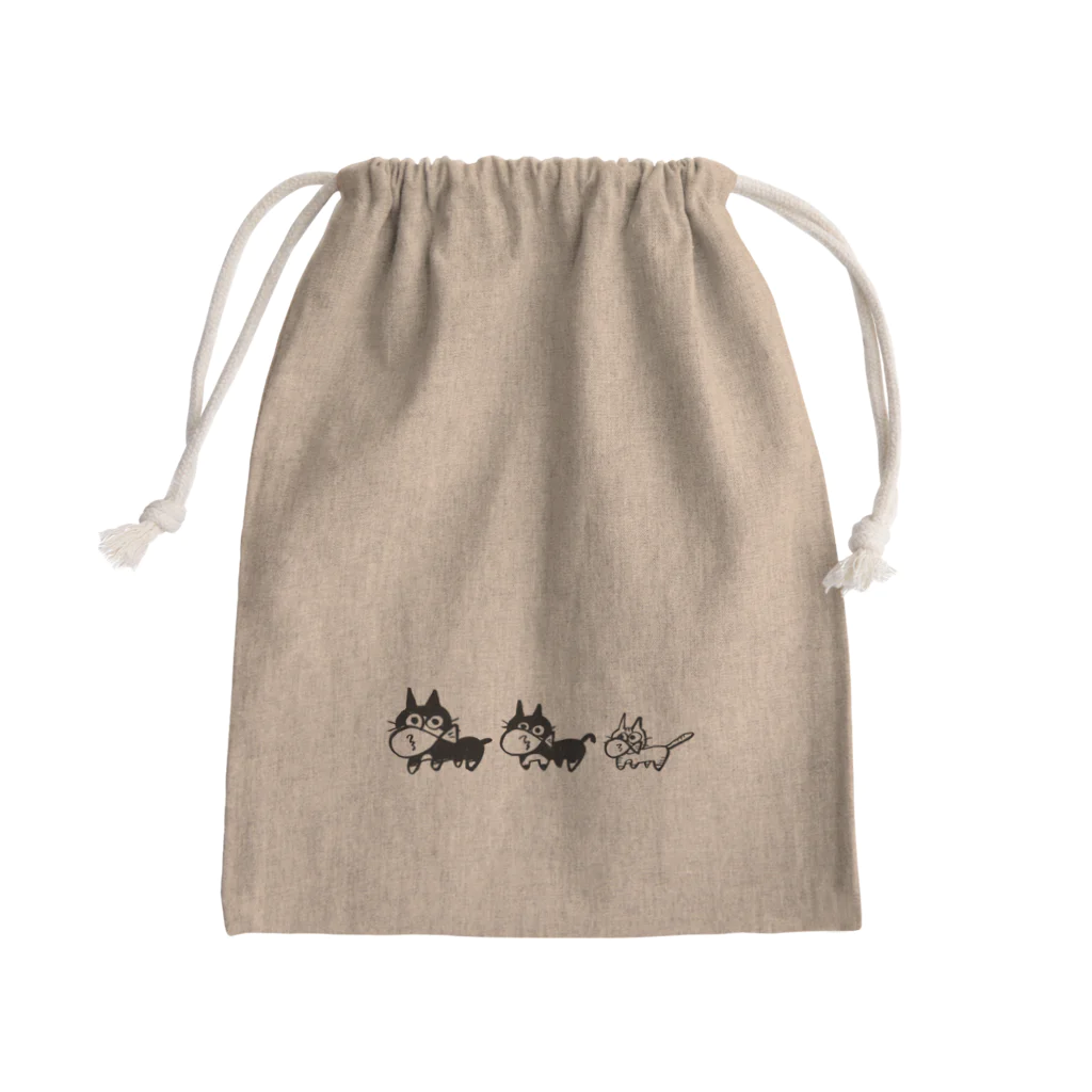 ハレルヤのお魚くわえた猫たち Mini Drawstring Bag