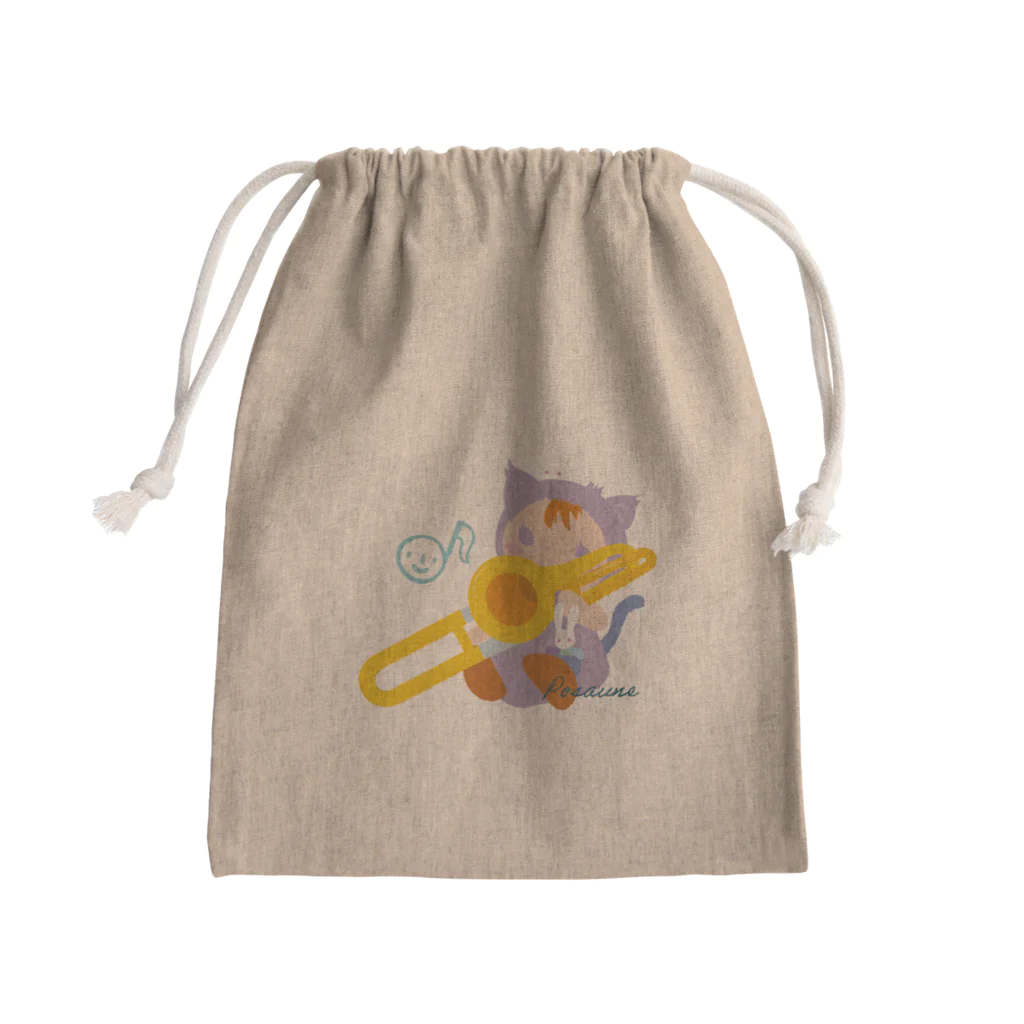 ちよ屋の猫の着ぐるみトロンボーンの子 Mini Drawstring Bag