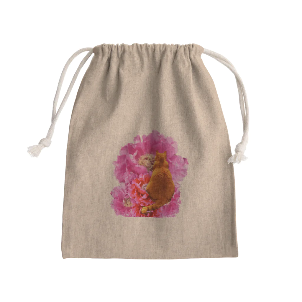 Kira Catgrass【ソネル推し】の座れば芍薬猫 Mini Drawstring Bag