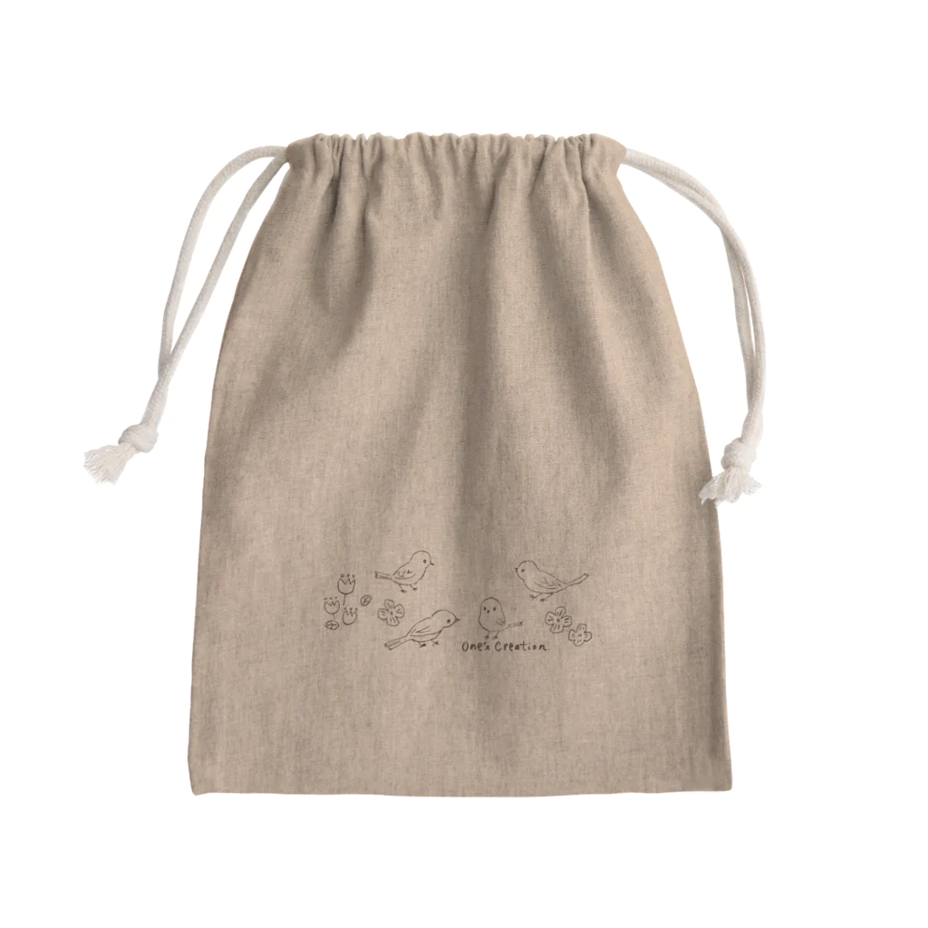 one'x creationの小鳥のおしゃべり Mini Drawstring Bag