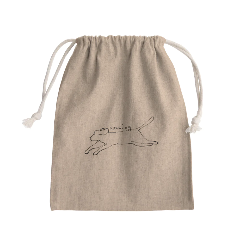 レモンスカッシュの泡のランニングドッグ Mini Drawstring Bag