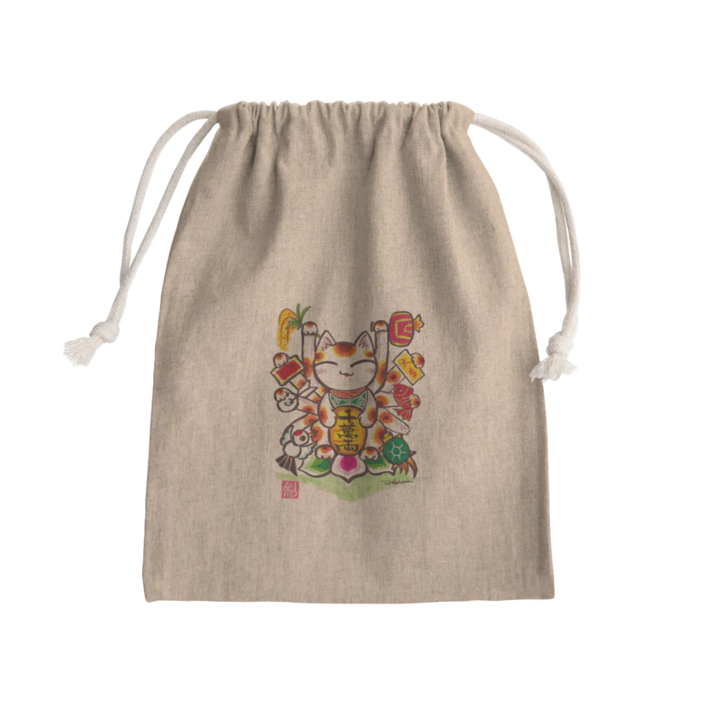 Torahamu39の縁起招き猫 Mini Drawstring Bag
