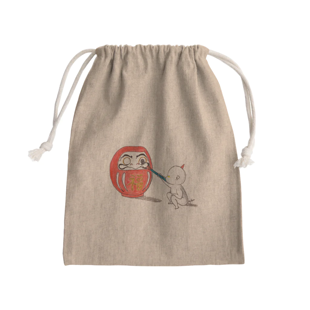 MICHIKUSA STUDIOSのコオ二とだるま Mini Drawstring Bag