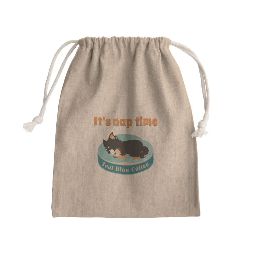 Teal Blue Coffeeのお昼寝の時間　-puppy teal- Mini Drawstring Bag