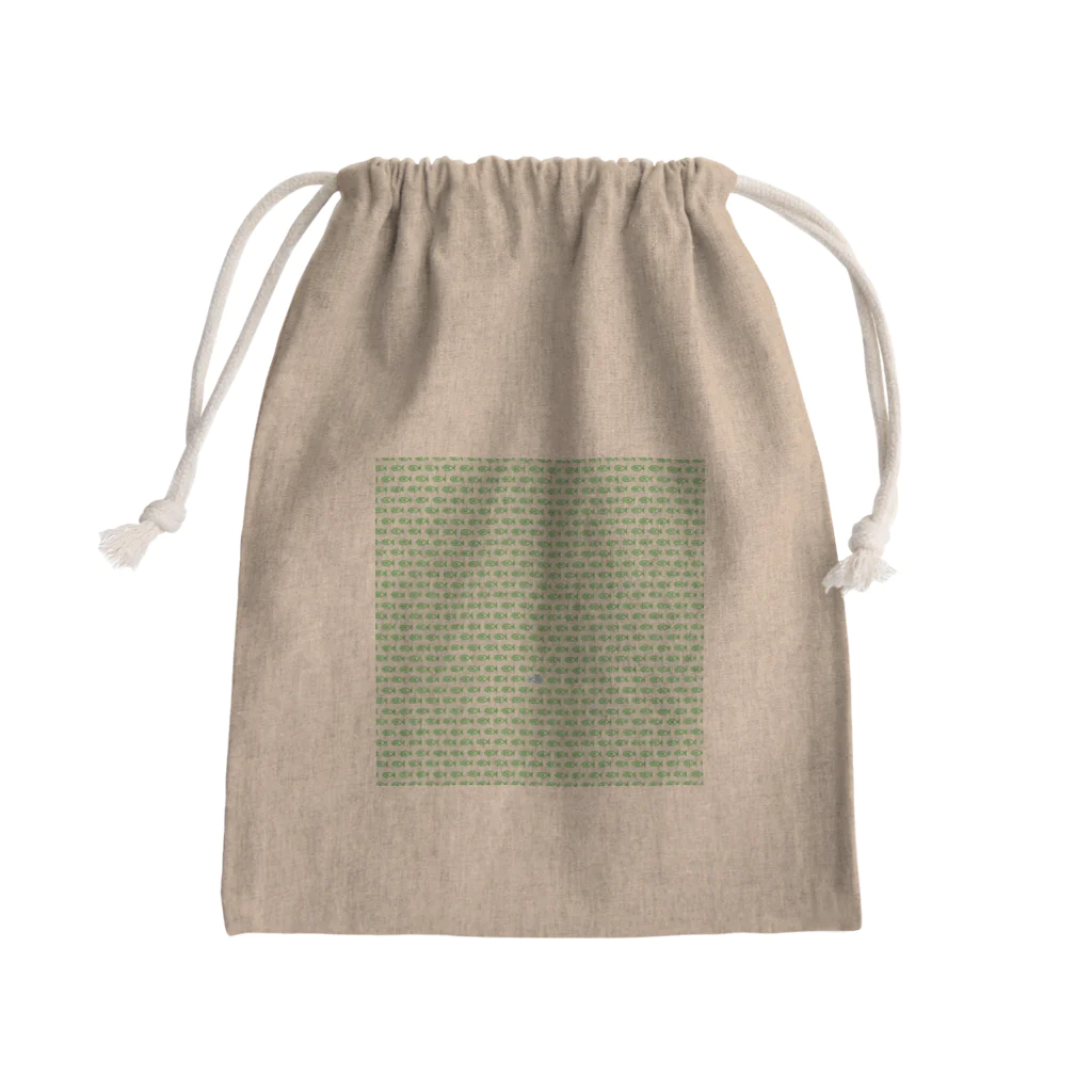 ヨープキャンが気になったの魚玉模様 グリーン Mini Drawstring Bag