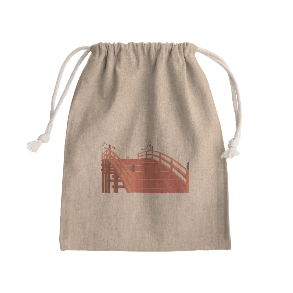 Amiの狐の赤太鼓橋 Mini Drawstring Bag