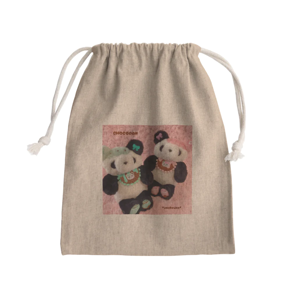  パンダ CHOCOPAN *umekoume*のパンダ ちょこぱん🍫🐼チョコミント＆ストロベリー Mini Drawstring Bag