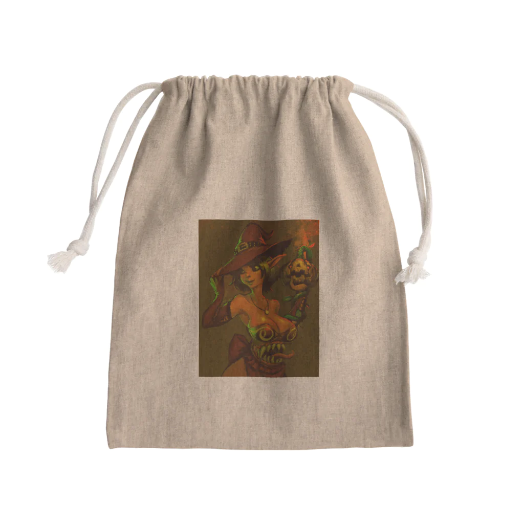 2.5Dのハロウィンウィッチブラウン Mini Drawstring Bag