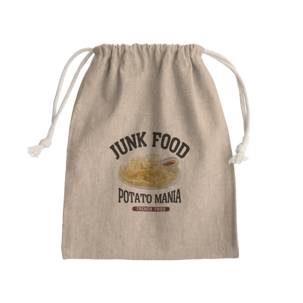 メシテロタイプ（飯テロTシャツブランド）の細細フライドポテト（ビンテージ風） Mini Drawstring Bag