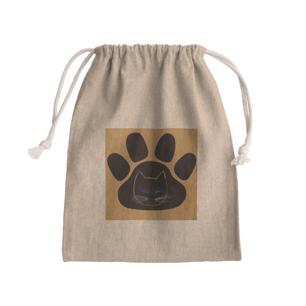 YS VINTAGE WORKSのチェコ　足跡ウィンクねこ Mini Drawstring Bag