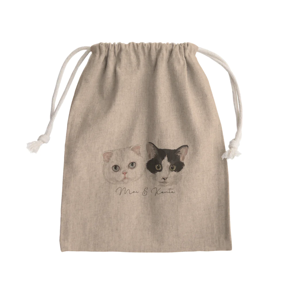 みきぞーん｜保護猫 ミッキー画伯と肉球とおともだちのMei&Kanta Mini Drawstring Bag