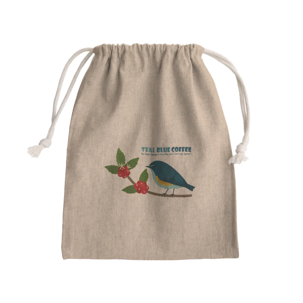 Teal Blue CoffeeのTeal Blue Bird Mini Drawstring Bag