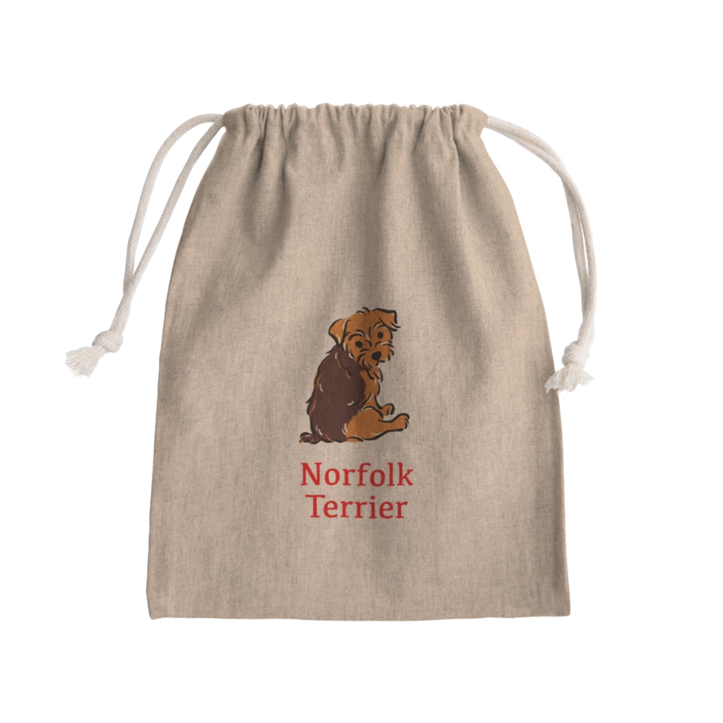 TOMOS-dogのふりむき犬（ドット）ブラタン Mini Drawstring Bag