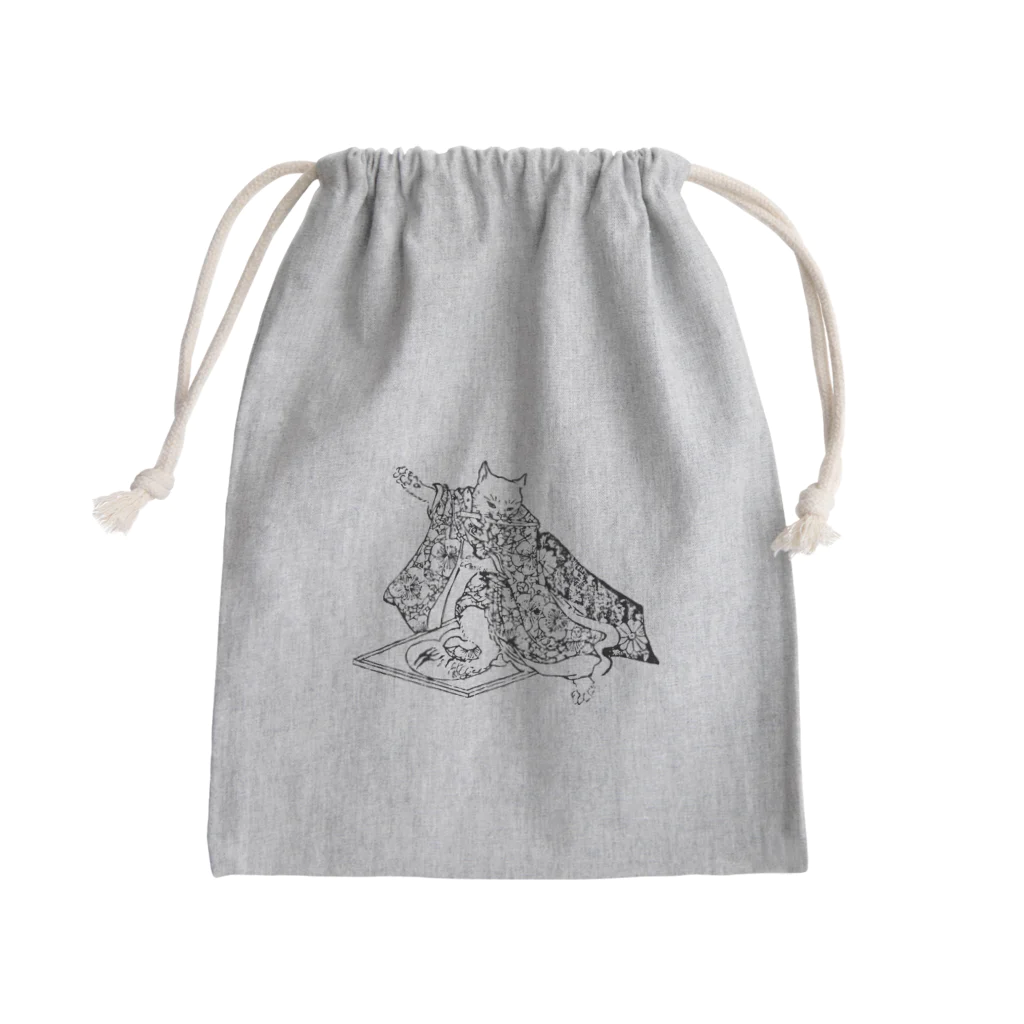 猫の浮世絵・草紙の逆上するおこまちゃん Mini Drawstring Bag