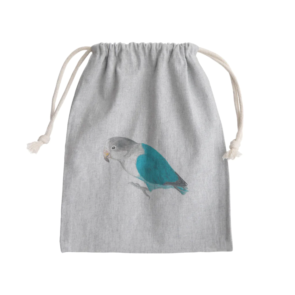 森図鑑の[森図鑑] ブルーボタンインコと種 Mini Drawstring Bag