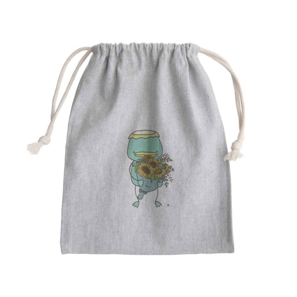 ユーぴきの花束を持つかっぱ Mini Drawstring Bag