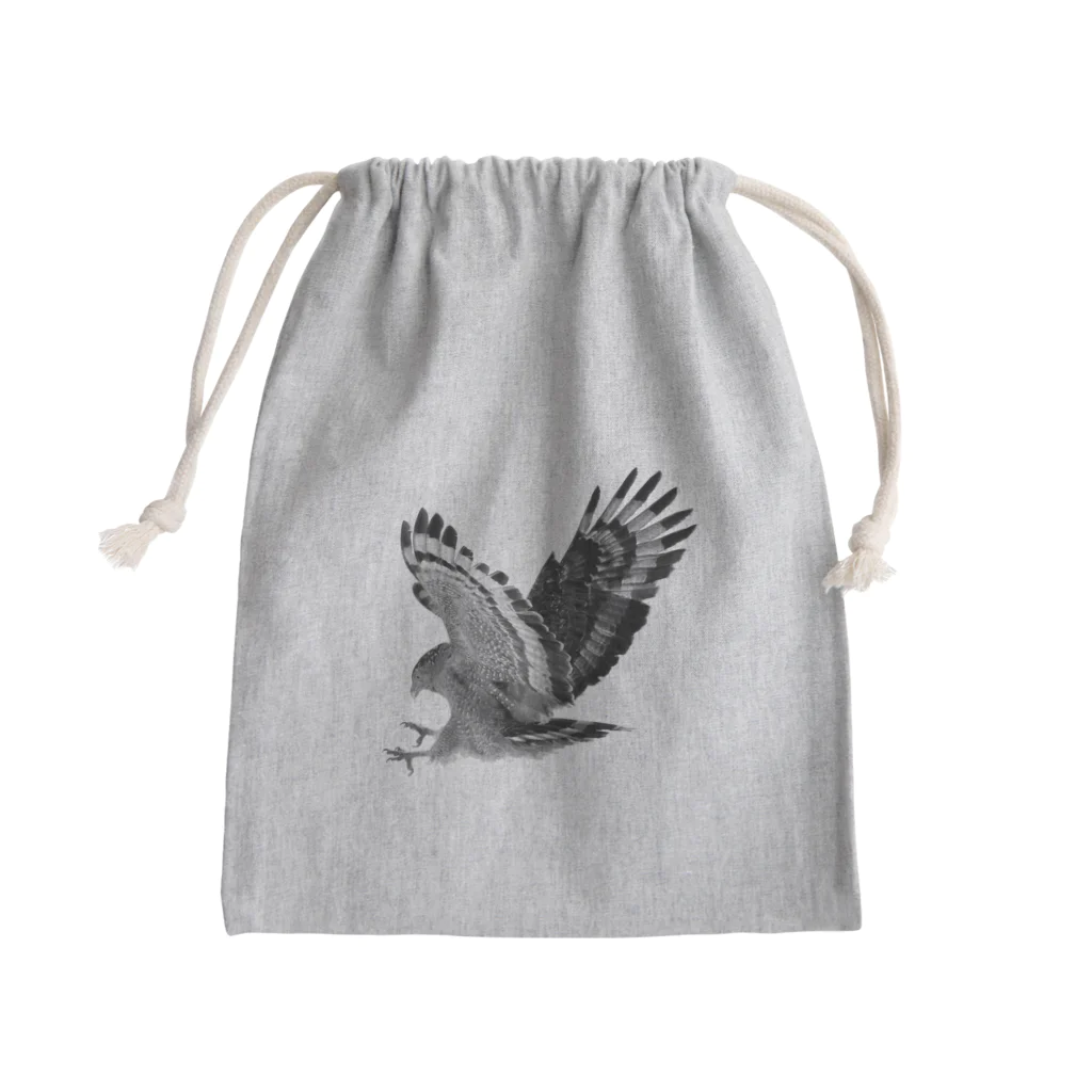 WILDBIRD GOODS SHOPのカンムリワシ・モノクロ Mini Drawstring Bag