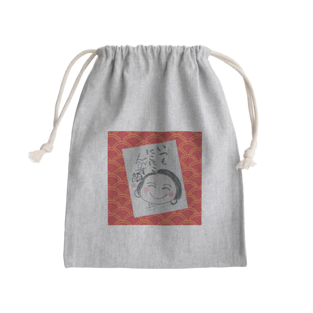 開運ことはのえびす顔かよちゃん(赤) Mini Drawstring Bag