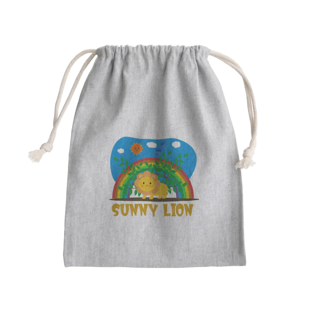 chicodeza by suzuriのライオンと虹と青空 Mini Drawstring Bag