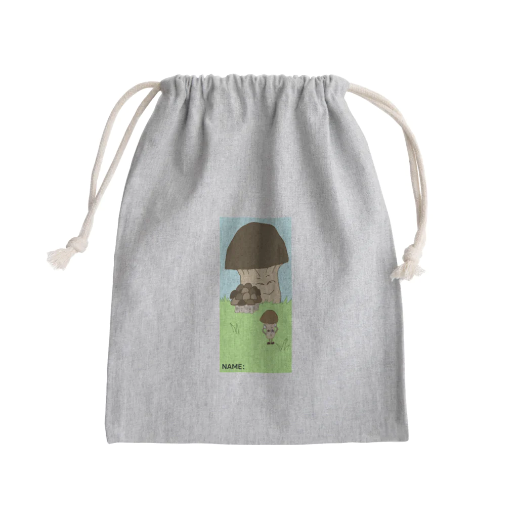 ほっこりのきのこの家族(ネーム記入位置あり) Mini Drawstring Bag