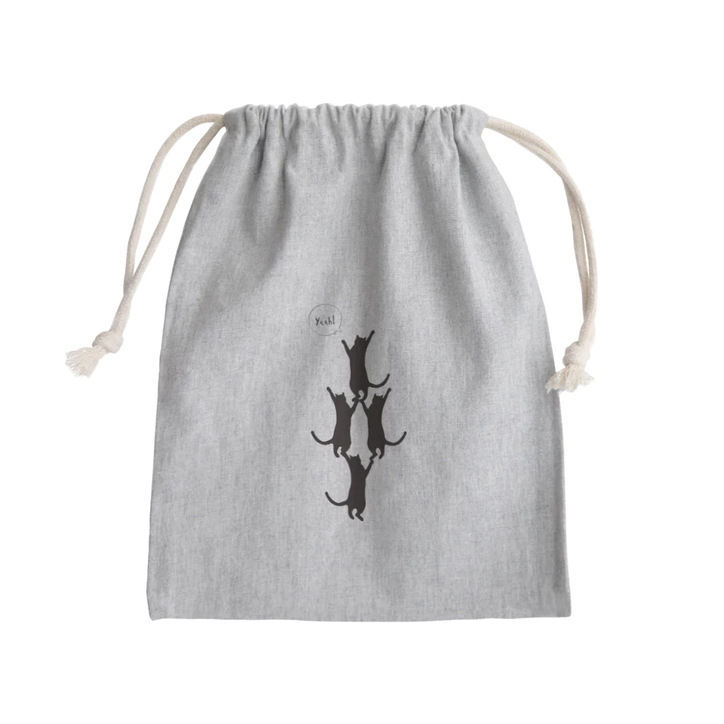 Bacoの頑張る黒猫さんたち Mini Drawstring Bag