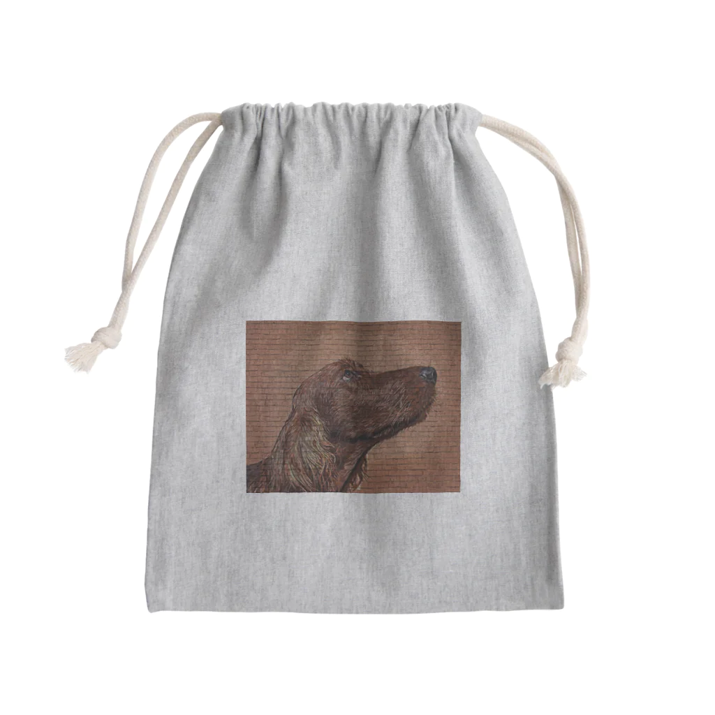【CPPAS】Custom Pet Portrait Art Studioのアイリッシュセッタードッグ - レンガブロック背景 Mini Drawstring Bag