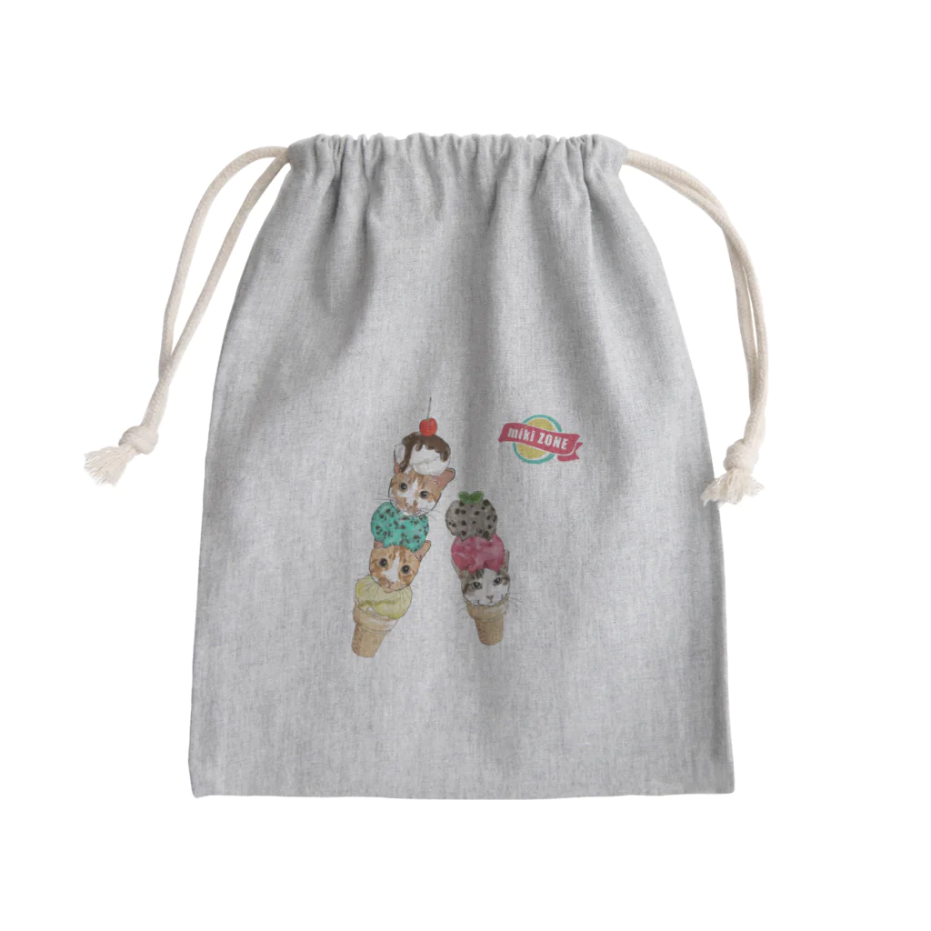 みきぞーん｜保護猫 ミッキー画伯と肉球とおともだちのrui&ram&ta-chan ice Mini Drawstring Bag