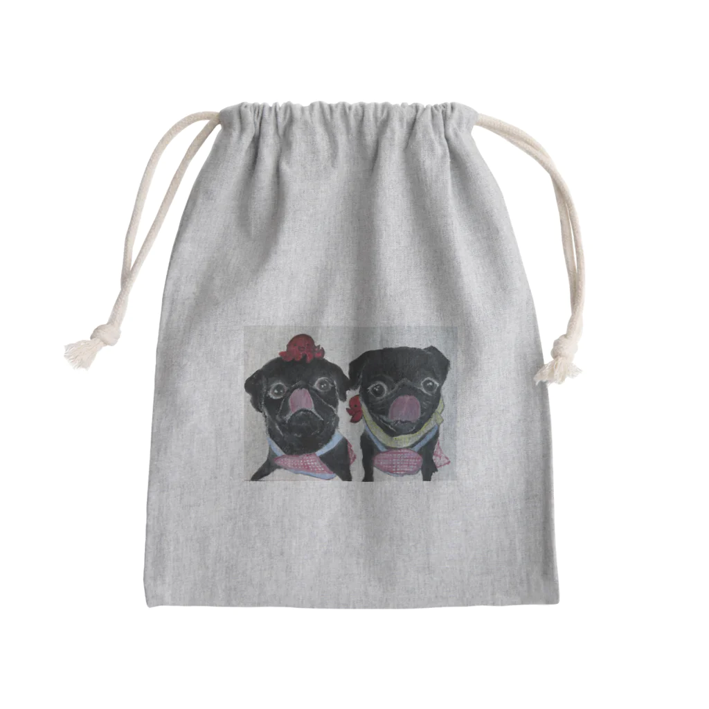 M_pugのくろぱぐ❤️ふたご Mini Drawstring Bag