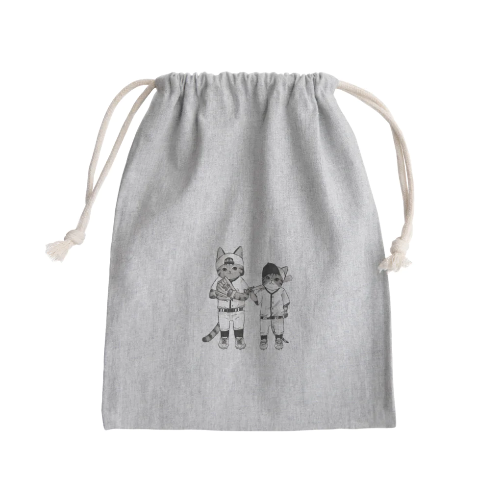 with_puyoの野球ネコ兄弟(Tシャツ両面プリント) Mini Drawstring Bag