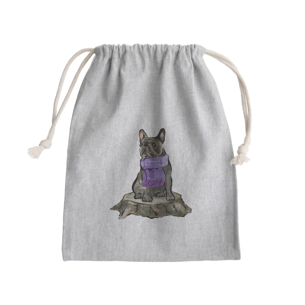 犬グッズの店しえるぶるーのマフラー犬　フレンチブルドッグ　ブリンドル Mini Drawstring Bag